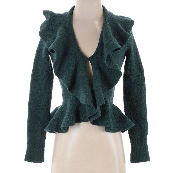 Teal Ruffle Cardigan - Picture 1 of 3